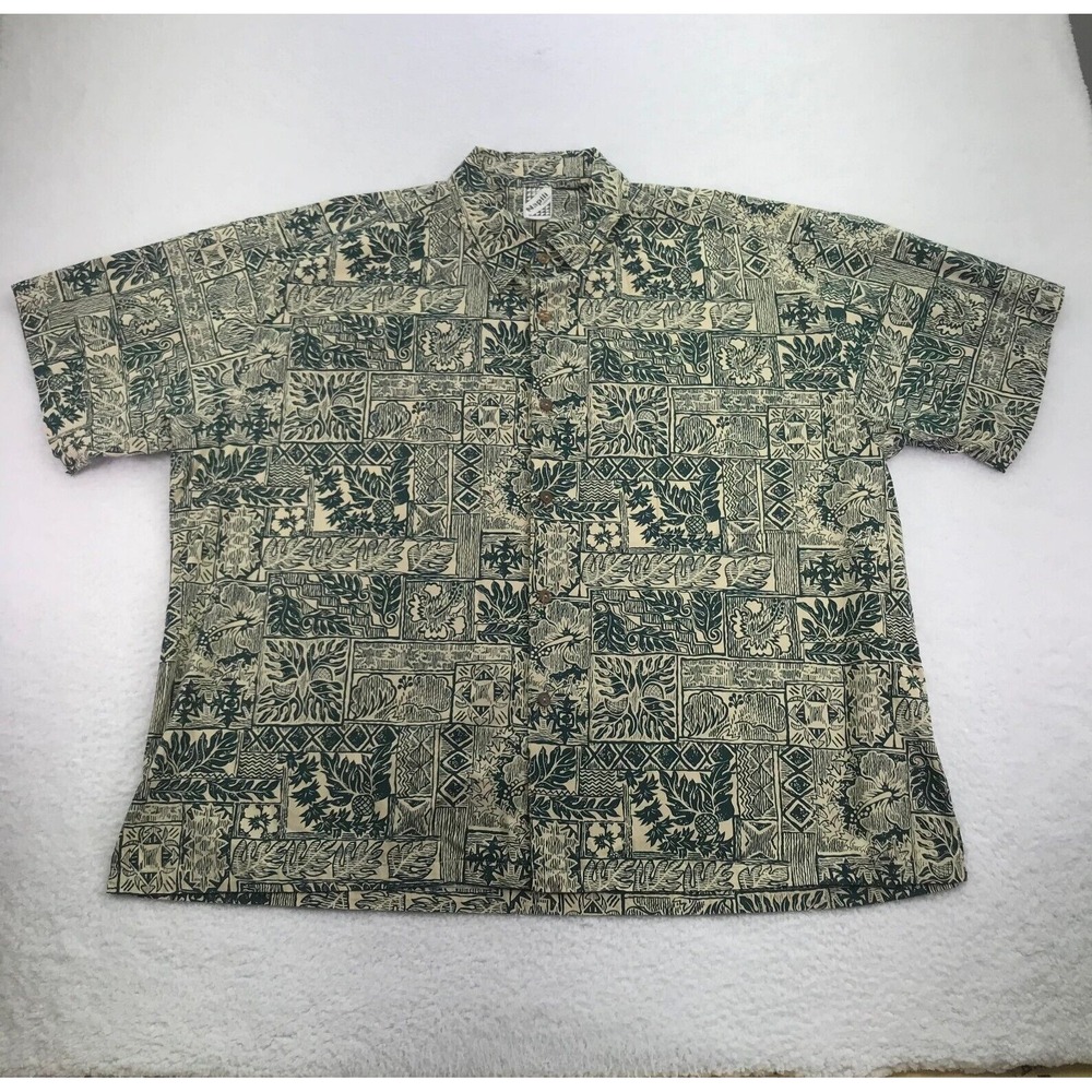VTG Napili Hawaiian‎ Shirt Mens Extra Large Leaf Floral Button Up Made In Hawaii